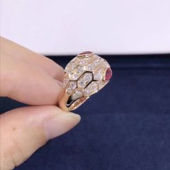 Bvlgari Serpenti Ring Rose Gold Set with Rubellite Eyes 352788