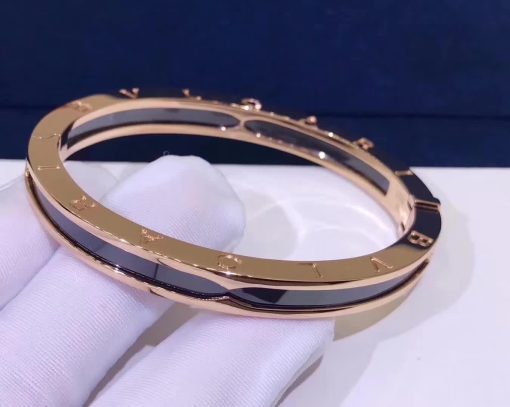 Bvlgari B.zero1 Bangle Bracelet in 18k Rose Gold and Cermet 352998