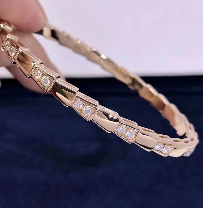 Bvlgari Serpenti Rose Gold Bracelet Set with Demi Pavé Diamonds 355043 ...