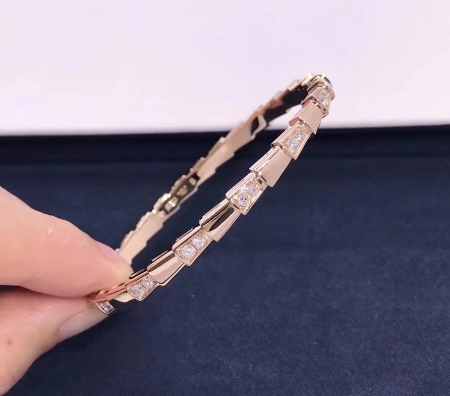 Bvlgari Serpenti Rose Gold Bracelet Set with Demi Pavé Diamonds 355043 ...