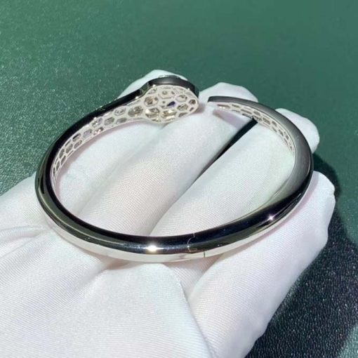 Bvlgari Serpenti Bangle Bracelet White Gold Set With Blue Sapphire Eyes 354098 (4)