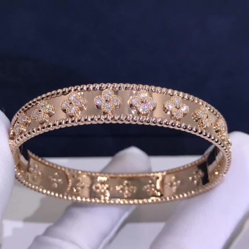 Van Cleef & Arpels Perlée Clovers Bracelet Medium Model Rose Gold Diamond VCARN5B200