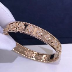 Van Cleef & Arpels Perlée Clovers Bracelet Medium Model Rose Gold Diamond VCARN5B200