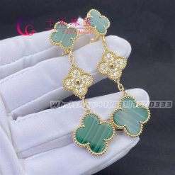 Van Cleef & Arpels Magic Alhambra Earrings 3 Motifs Diamond and Malachite VCARO9II00