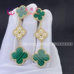 Van Cleef & Arpels Magic Alhambra Earrings 3 Motifs Diamond and Malachite VCARO9II00