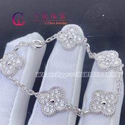 Van Cleef & Arpels Vintage Alhambra Bracelet 5 Motifs White Gold Diamond VCARA41500