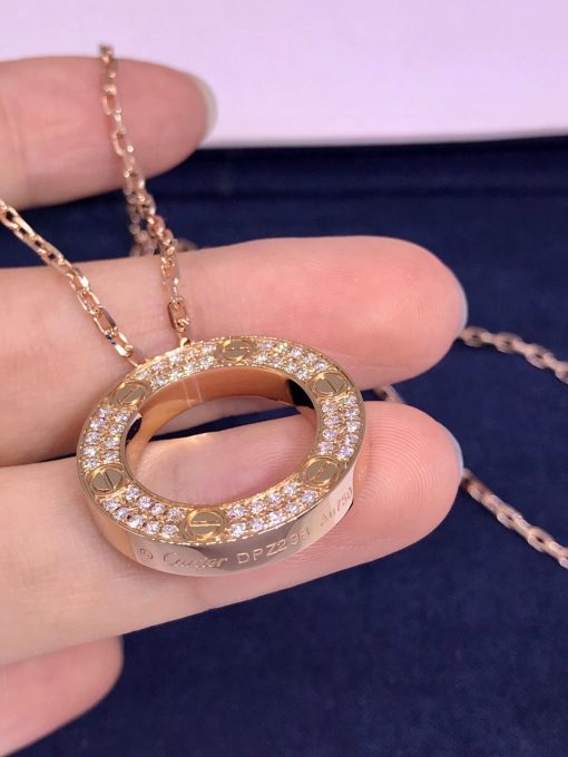 Cartier Love Necklace Diamonds Rose Gold B7224527