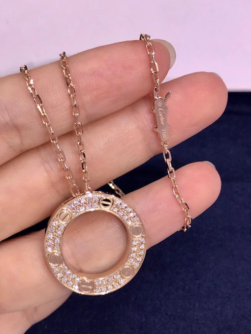 Cartier Love Necklace Diamonds Rose Gold B7224527