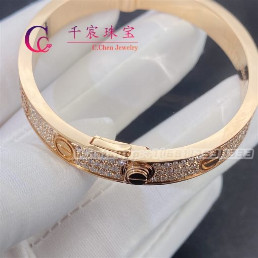 Cartier Love Bracelet Diamond Paved Rose Gold N6710817 (4)