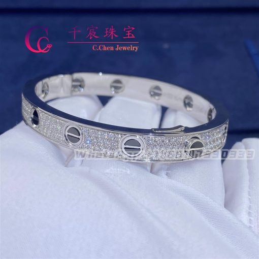 Cartier Love Bracelet Diamond-paved Ceramic White Gold N6032417