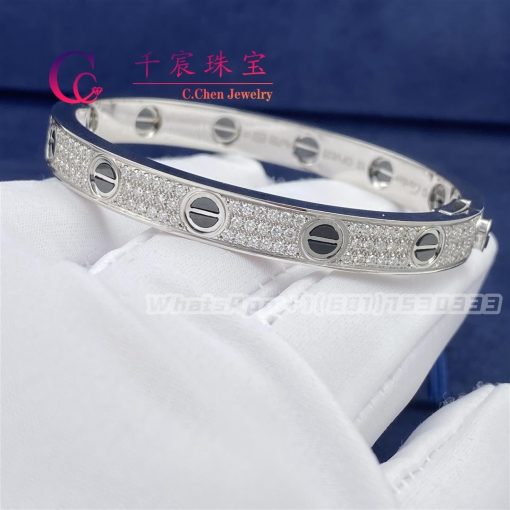 Cartier Love Bracelet Diamond-paved Ceramic White Gold N6032417