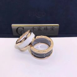 Bvlgari B.zero1 Two-band Ring with White Ceramic Spiral 347007