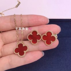 Van Cleef & Arpels Vintage Alhambra Earrings Carnelian VCARD40400