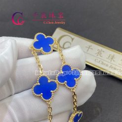 Van Cleef & Arpels Vintage Alhambra Bracelet 5 Motifs Yellow Gold Blue Agate VCARP34900