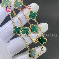 Van Cleef & Arpels Vintage Alhambra Necklace 10 Motifs Yellow Gold Malachite VCARO3QJ00