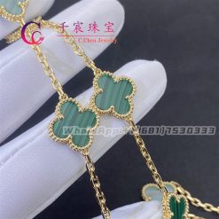 Van Cleef & Arpels Vintage Alhambra Necklace 10 Motifs Yellow Gold Malachite VCARO3QJ00