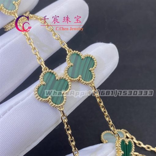 Van Cleef & Arpels Vintage Alhambra Necklace 10 Motifs Yellow Gold Malachite VCARO3QJ00