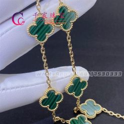 Van Cleef & Arpels Vintage Alhambra Necklace 10 Motifs Yellow Gold Malachite VCARO3QJ00