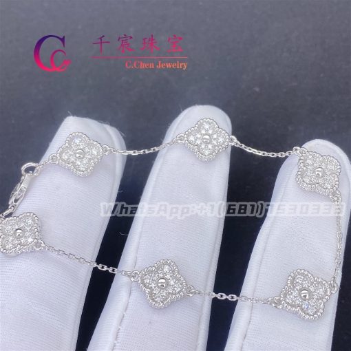 Van Cleef & Arpels Sweet Alhambra Bracelet 6 Motifs White Gold Diamond VCARO85700