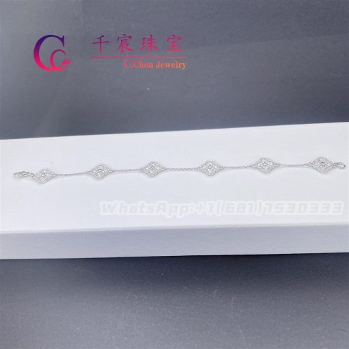 Van Cleef & Arpels Sweet Alhambra Bracelet 6 Motifs White Gold Diamond VCARO85700