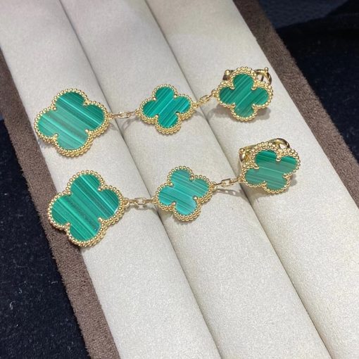 Van Cleef & Arpels Magic Alhambra Earrings 3 Motifs Malachite VCARO2AG00