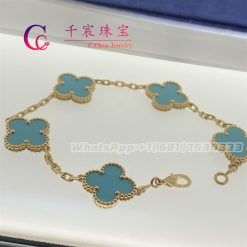 Van Cleef & Arpels Vintage Alhambra Bracelet 5 Motifs Turquoise VCARA42000