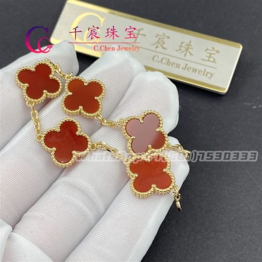 Van Cleef & Arpels Vintage Alhambra Bracelet 5 Motifs Carnelian VCARD35500