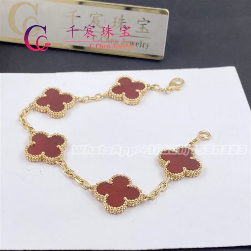 Van Cleef & Arpels Vintage Alhambra Bracelet 5 Motifs Carnelian VCARD35500