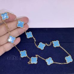 Van Cleef & Arpels Vintage Alhambra Necklace 10 Motifs Turquoise VCARA42600