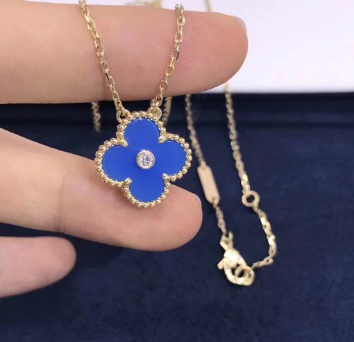 Van Cleef & Arpels Vintage Alhambra Pendant Celestial Blue Sèvres porcelain VCARP46000