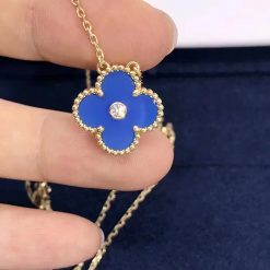 Van Cleef & Arpels Vintage Alhambra Pendant Celestial Blue Sèvres porcelain VCARP46000