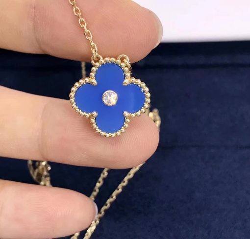 Van Cleef & Arpels Vintage Alhambra Pendant Celestial Blue Sèvres porcelain VCARP46000