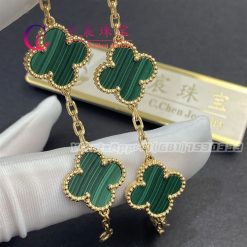 Van Cleef & Arpels Vintage Alhambra Bracelet 5 Motifs Yellow Gold Malachite VCARL80900