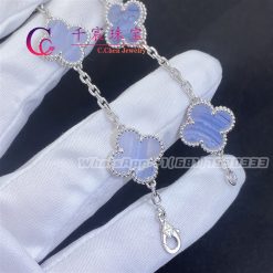 Van Cleef & Arpels Vintage Alhambra Bracelet 5 Motifs White Gold Chalcedony VCARD34700