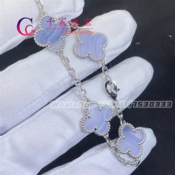 Van Cleef & Arpels Vintage Alhambra Bracelet 5 Motifs White Gold Chalcedony VCARD34700