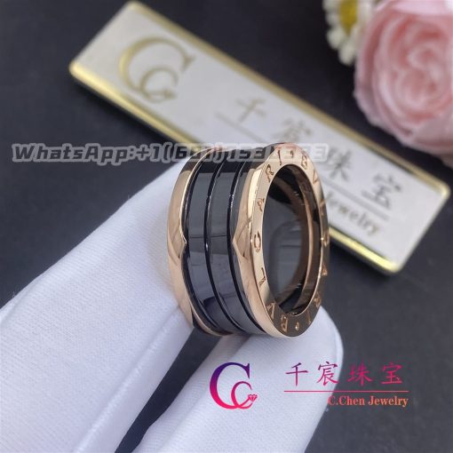 Bulgari B Zero1 Black Ceramic And Rose Gold Four Band Ring 345846 (4)