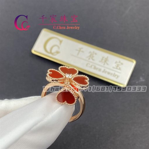 Van Cleef & Arpels Sweet Alhambra Effeuillage Ring Carnelian VCARN5P600