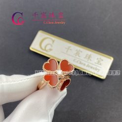 Van Cleef & Arpels Sweet Alhambra Effeuillage Ring Carnelian VCARN5P600