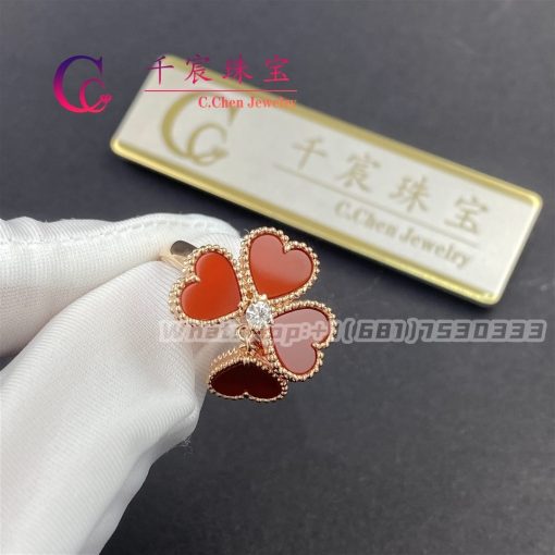 Van Cleef & Arpels Sweet Alhambra Effeuillage Ring Carnelian VCARN5P600