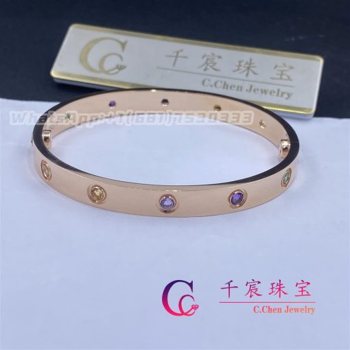 Cartier Love Bracelet Rose Gold Sapphires Garnets Amethysts B6036517 (2)