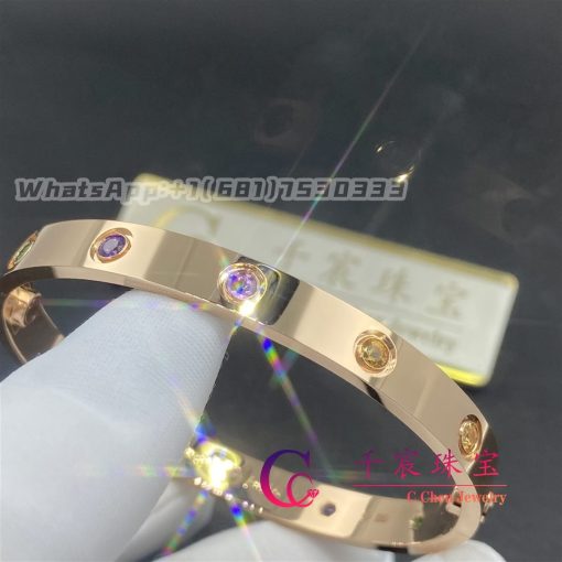 Cartier Love Bracelet Rose Gold Sapphires Garnets Amethysts B6036517 (3)