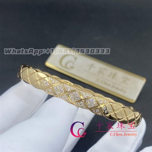 Chanel Coco Crush Bracelet Quilted Motif Yellow Gold Diamonds J11140 (2)