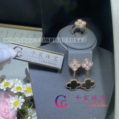 Van Cleef Arpels Magic Alhambra Earrings Rose Gold Gray Mother Of Pearl Vcarp2r200 (4)