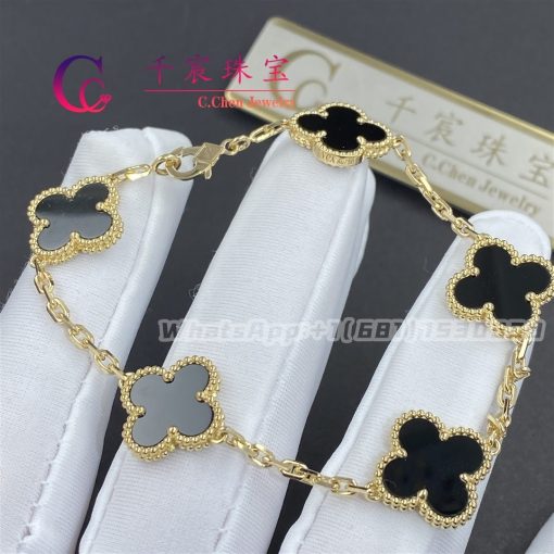 Van Cleef & Arpels Vintage Alhambra Bracelet 5 Motifs Onyx VCARA41300