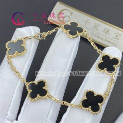 Van Cleef & Arpels Vintage Alhambra Bracelet 5 Motifs Onyx VCARA41300