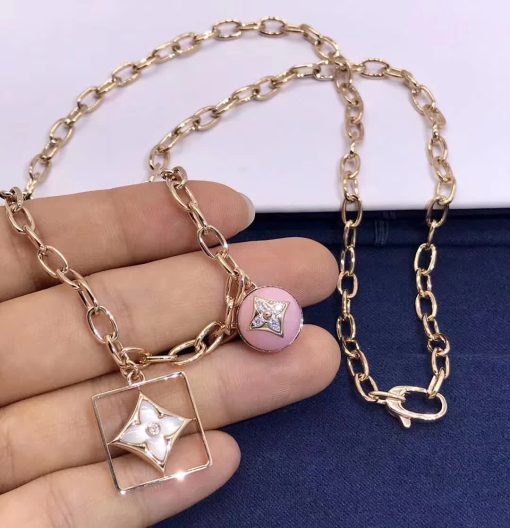 Louis Vuitton B Blossom Necklace Pink Opal White Mother-of-pearl Q94465