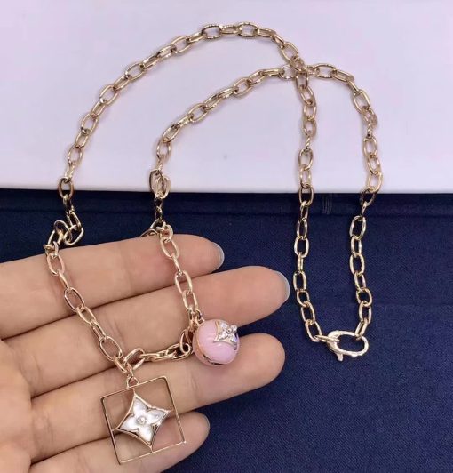 Louis Vuitton B Blossom Necklace Pink Opal White Mother-of-pearl Q94465