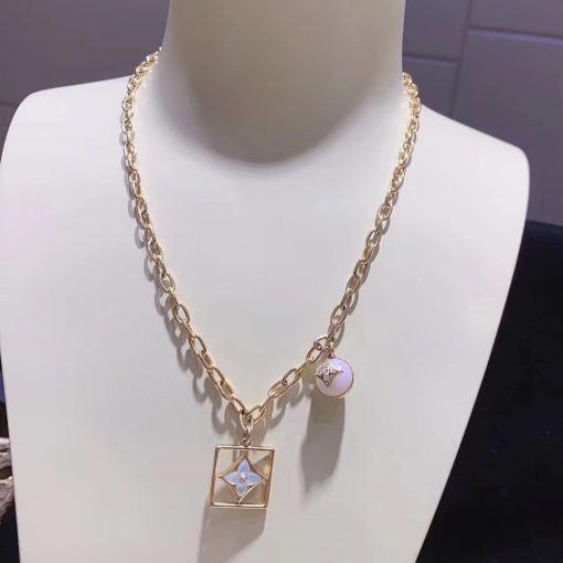 Louis Vuitton B Blossom Necklace Pink Opal White Mother-of-pearl Q94465