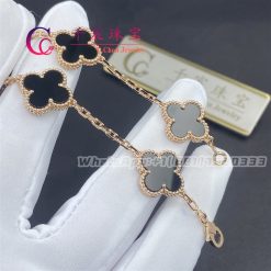 Van Cleef & Arpels Vintage Alhambra Bracelet 5 Onyx Rose Gold