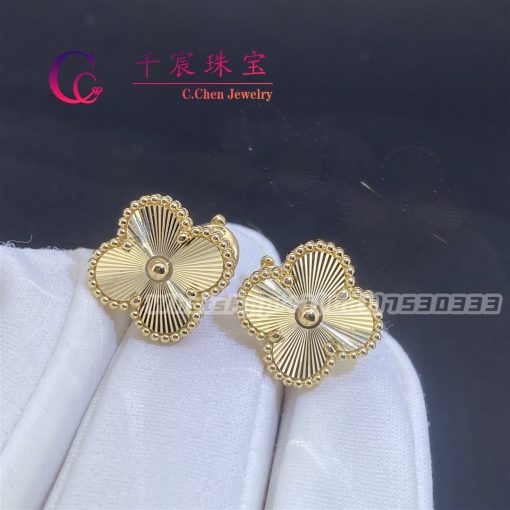 Van Cleef & Arpels Vintage Alhambra Earrings guilloché yellow gold VCARP3JL00